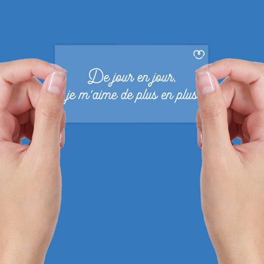 AUTOCOLLANT INSPIRANT STATIQUE DE JOUR EN JOUR, JE M'AIME DE PLUS EN PLUS