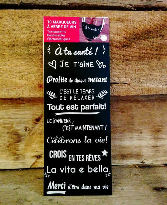 LOT DE 10 MARQUEURS À VERRE ÉLECTROSTATIQUES MOTIVOP